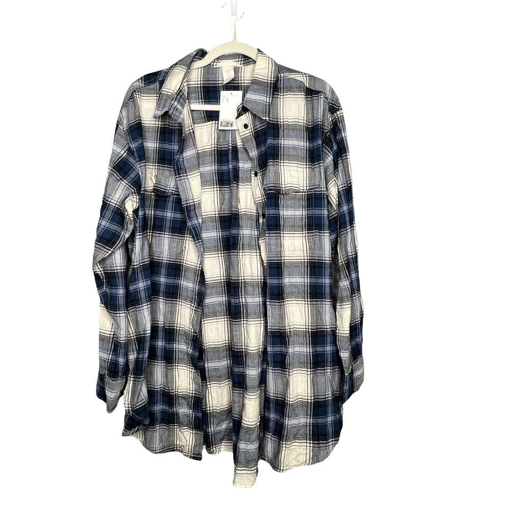 NWT H&M Oversized Plaid Button-down Shirt